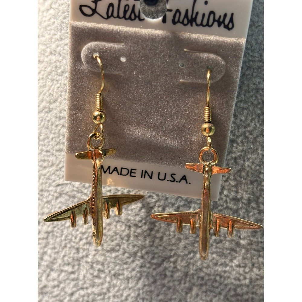 #7. Gold-tone Airplane Dangle Earrings